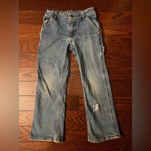 Vintage Carhartt Light Wash  Carpenter Blue Jeans Elastic Waist Ripped Size 6